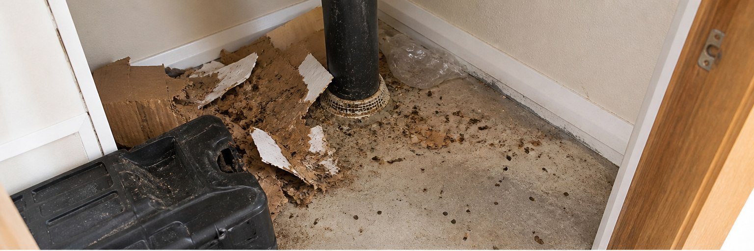 Pest activity and debris found during STN Property Services property inspection